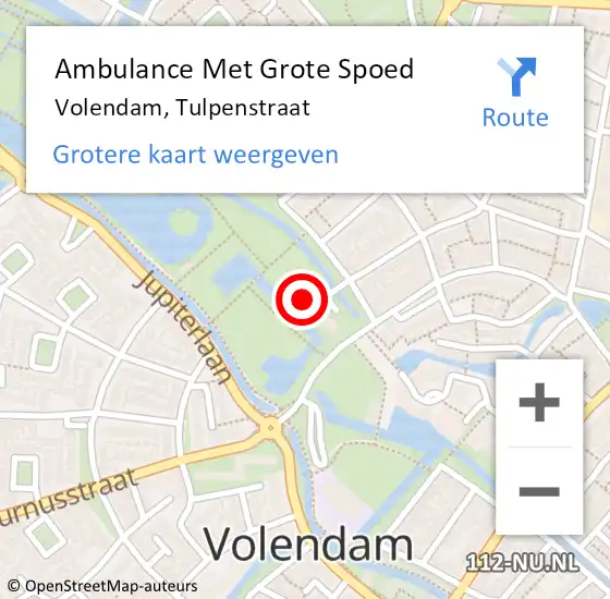 Locatie op kaart van de 112 melding: Ambulance Met Grote Spoed Naar Volendam, Tulpenstraat op 8 oktober 2023 14:34