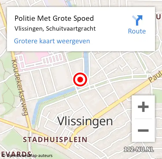 Locatie op kaart van de 112 melding: Politie Met Grote Spoed Naar Vlissingen, Schuitvaartgracht op 8 oktober 2023 15:20