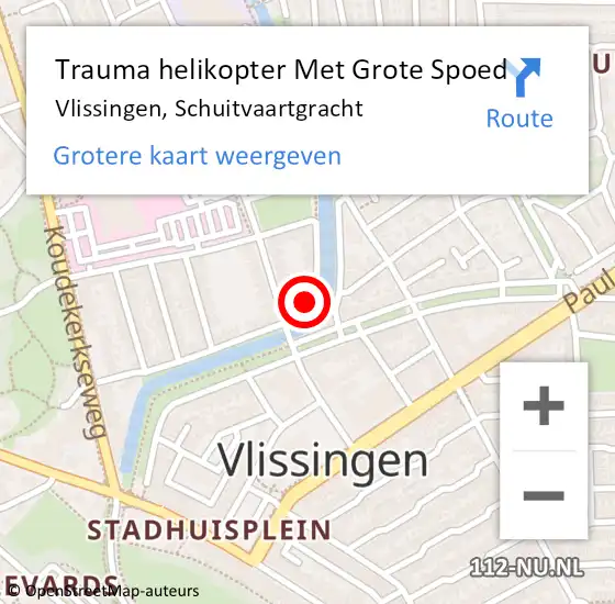 Locatie op kaart van de 112 melding: Trauma helikopter Met Grote Spoed Naar Vlissingen, Schuitvaartgracht op 8 oktober 2023 15:22