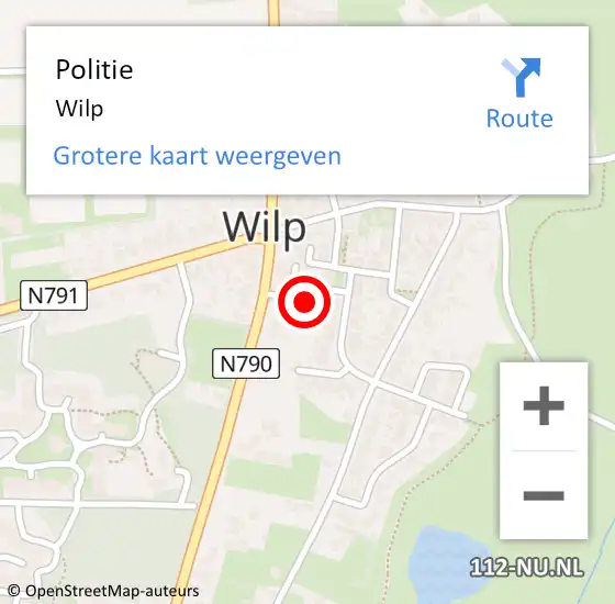 Locatie op kaart van de 112 melding: Politie Wilp op 8 oktober 2023 15:37