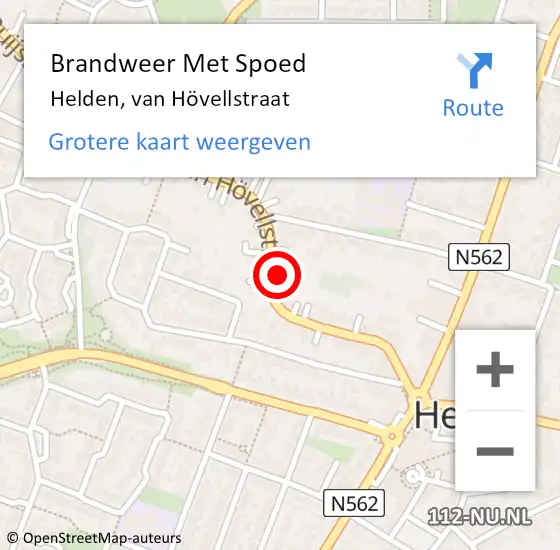 Locatie op kaart van de 112 melding: Brandweer Met Spoed Naar Helden, van Hövellstraat op 8 oktober 2023 15:55