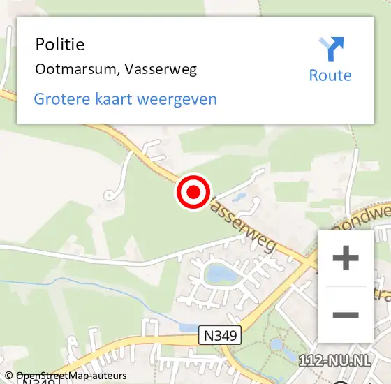 Locatie op kaart van de 112 melding: Politie Ootmarsum, Vasserweg op 8 oktober 2023 15:55