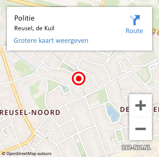 Locatie op kaart van de 112 melding: Politie Reusel, de Kuil op 8 oktober 2023 15:57