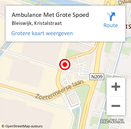 Locatie op kaart van de 112 melding: Ambulance Met Grote Spoed Naar Bleiswijk, Kristalstraat op 8 oktober 2023 16:05