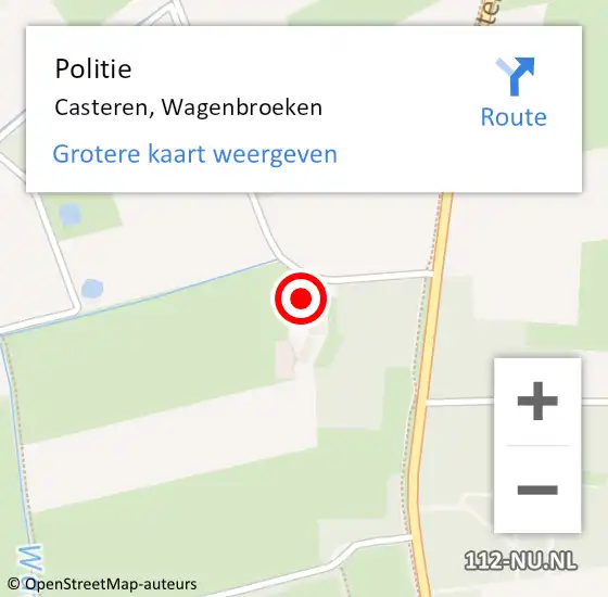 Locatie op kaart van de 112 melding: Politie Casteren, Wagenbroeken op 8 oktober 2023 16:18