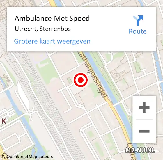 Locatie op kaart van de 112 melding: Ambulance Met Spoed Naar Utrecht, Sterrenbos op 10 september 2014 22:19