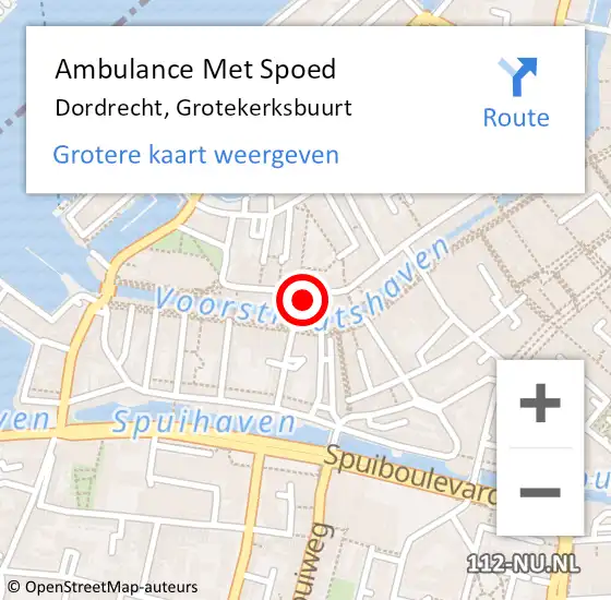 Locatie op kaart van de 112 melding: Ambulance Met Spoed Naar Dordrecht, Grotekerksbuurt op 8 oktober 2023 16:27