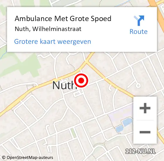 Locatie op kaart van de 112 melding: Ambulance Met Grote Spoed Naar Nuth, Wilhelminastraat op 10 september 2014 22:20