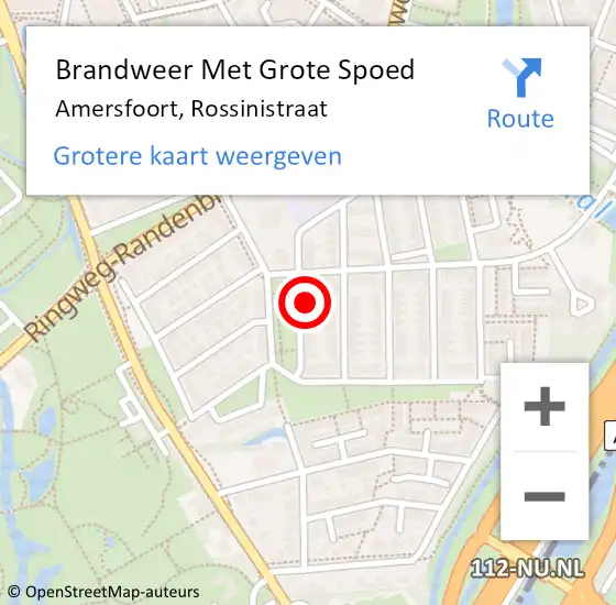 Locatie op kaart van de 112 melding: Brandweer Met Grote Spoed Naar Amersfoort, Rossinistraat op 8 oktober 2023 16:41