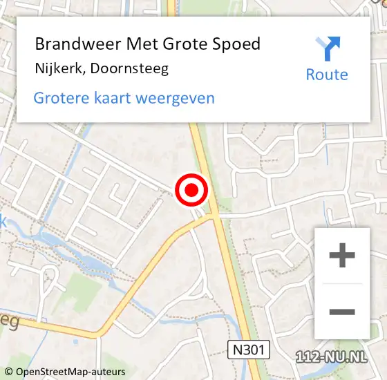 Locatie op kaart van de 112 melding: Brandweer Met Grote Spoed Naar Nijkerk, Doornsteeg op 8 oktober 2023 16:47