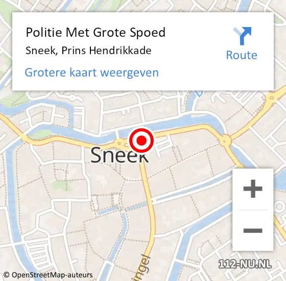 Locatie op kaart van de 112 melding: Politie Met Grote Spoed Naar Sneek, Prins Hendrikkade op 8 oktober 2023 16:49