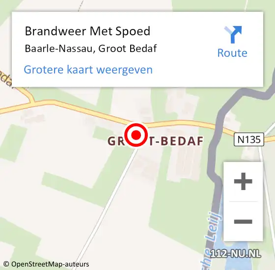 Locatie op kaart van de 112 melding: Brandweer Met Spoed Naar Baarle-Nassau, Groot Bedaf op 8 oktober 2023 17:20