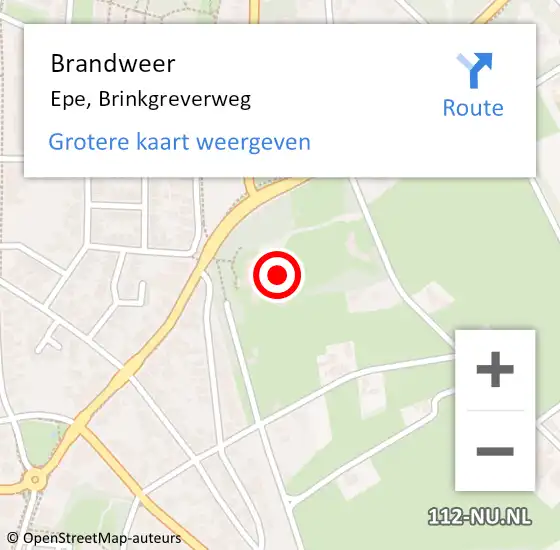 Locatie op kaart van de 112 melding: Brandweer Epe, Brinkgreverweg op 8 oktober 2023 17:23