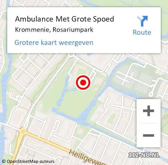 Locatie op kaart van de 112 melding: Ambulance Met Grote Spoed Naar Krommenie, Rosariumpark op 8 oktober 2023 17:37