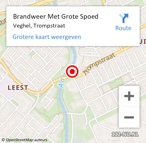 Locatie op kaart van de 112 melding: Brandweer Met Grote Spoed Naar Veghel, Trompstraat op 8 oktober 2023 17:58