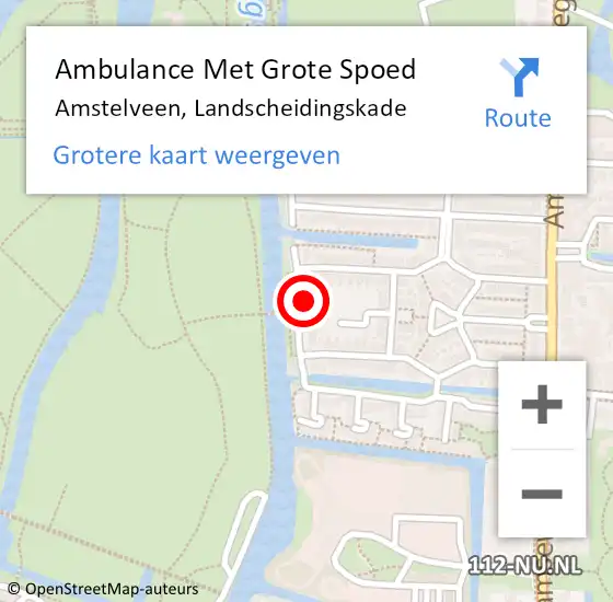 Locatie op kaart van de 112 melding: Ambulance Met Grote Spoed Naar Amstelveen, Landscheidingskade op 8 oktober 2023 18:22