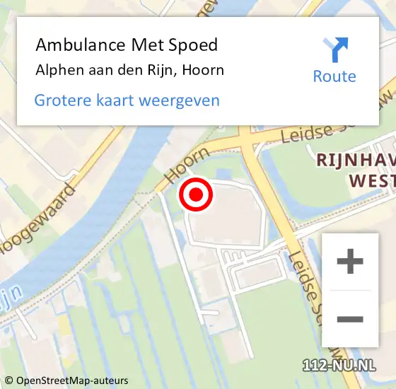 Locatie op kaart van de 112 melding: Ambulance Met Spoed Naar Alphen aan den Rijn, Hoorn op 8 oktober 2023 18:22