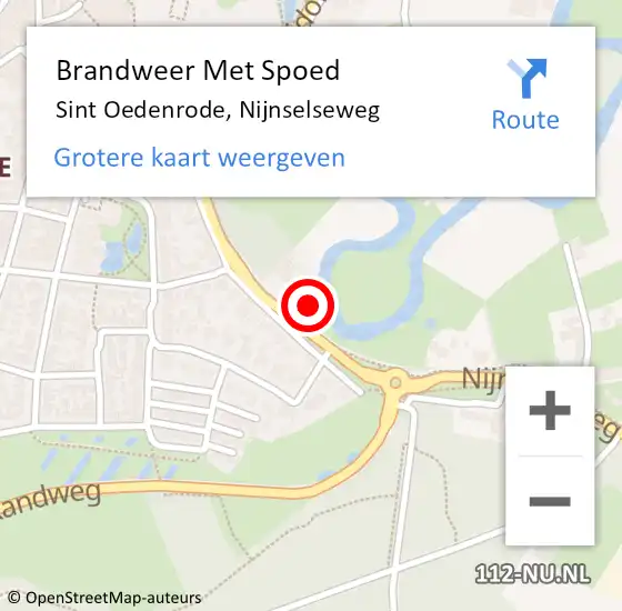 Locatie op kaart van de 112 melding: Brandweer Met Spoed Naar Sint Oedenrode, Nijnselseweg op 8 oktober 2023 18:45