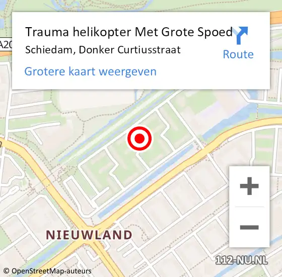 Locatie op kaart van de 112 melding: Trauma helikopter Met Grote Spoed Naar Schiedam, Donker Curtiusstraat op 8 oktober 2023 19:12