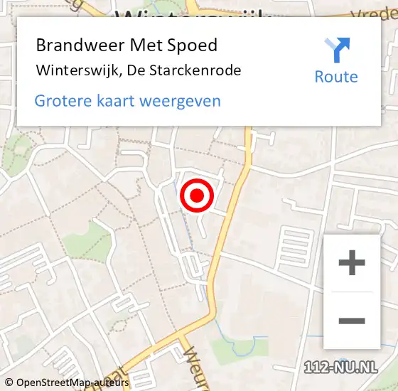 Locatie op kaart van de 112 melding: Brandweer Met Spoed Naar Winterswijk, De Starckenrode op 8 oktober 2023 19:22