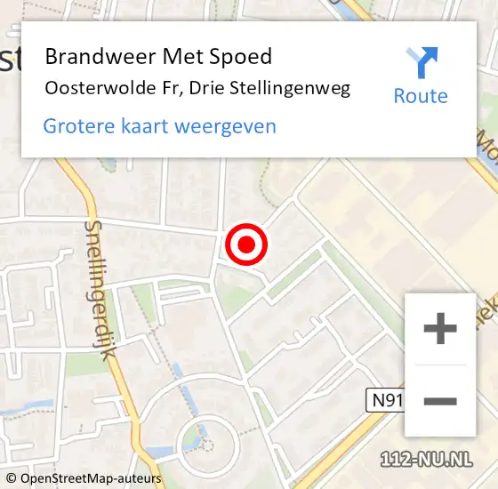 Locatie op kaart van de 112 melding: Brandweer Met Spoed Naar Oosterwolde Fr, Drie Stellingenweg op 14 oktober 2013 09:09