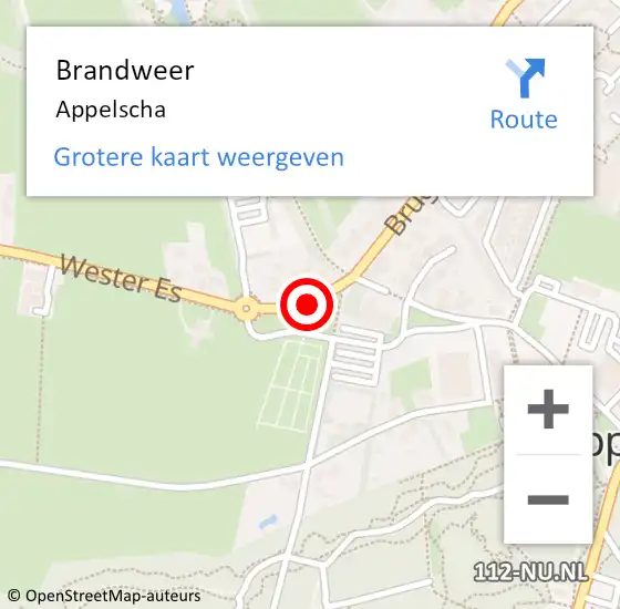 Locatie op kaart van de 112 melding: Brandweer Appelscha op 10 september 2014 22:57