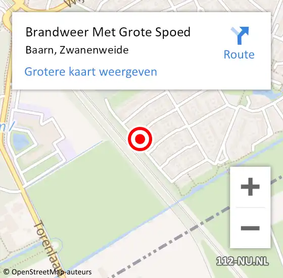 Locatie op kaart van de 112 melding: Brandweer Met Grote Spoed Naar Baarn, Zwanenweide op 8 oktober 2023 19:46