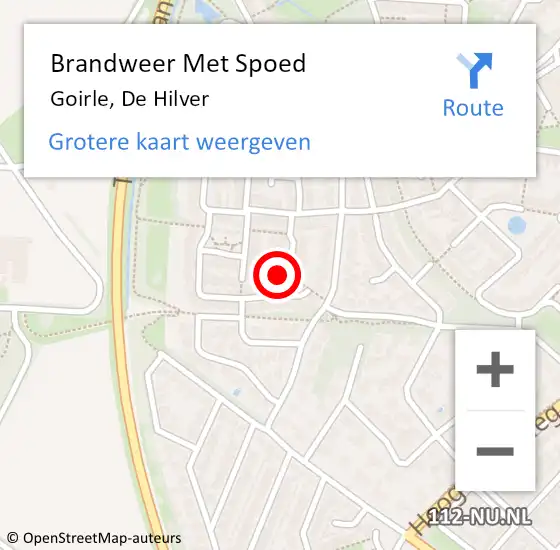 Locatie op kaart van de 112 melding: Brandweer Met Spoed Naar Goirle, De Hilver op 8 oktober 2023 19:49