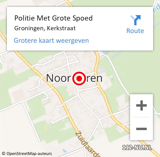 Locatie op kaart van de 112 melding: Politie Met Grote Spoed Naar Groningen, Kerkstraat op 8 oktober 2023 20:26