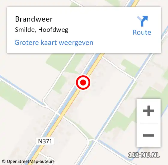 Locatie op kaart van de 112 melding: Brandweer Smilde, Hoofdweg op 10 september 2014 23:00