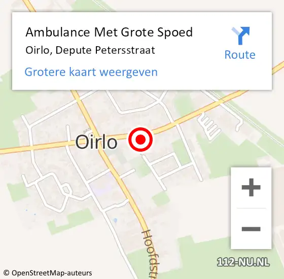 Locatie op kaart van de 112 melding: Ambulance Met Grote Spoed Naar Oirlo, Depute Petersstraat op 10 september 2014 23:01