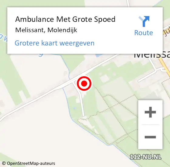 Locatie op kaart van de 112 melding: Ambulance Met Grote Spoed Naar Melissant, Molendijk op 8 oktober 2023 20:36