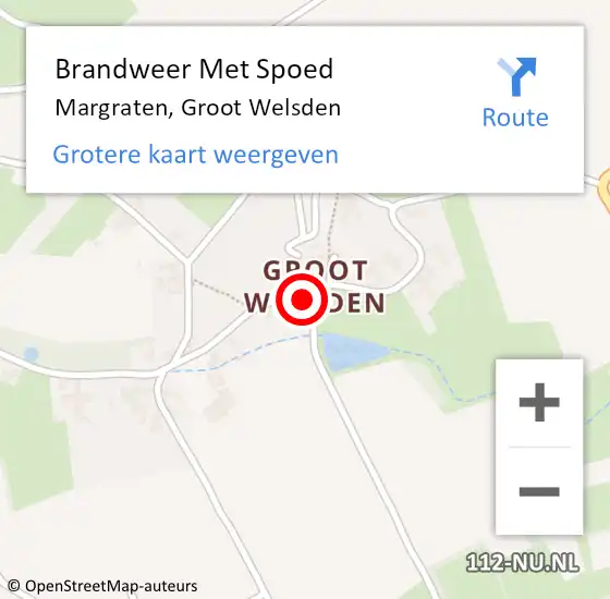 Locatie op kaart van de 112 melding: Brandweer Met Spoed Naar Margraten, Groot Welsden op 8 oktober 2023 21:00