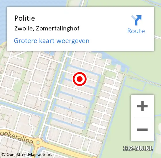 Locatie op kaart van de 112 melding: Politie Zwolle, Zomertalinghof op 8 oktober 2023 21:05