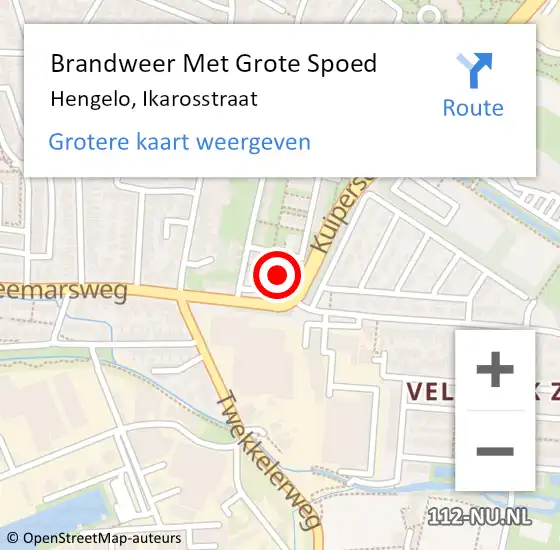 Locatie op kaart van de 112 melding: Brandweer Met Grote Spoed Naar Hengelo, Ikarosstraat op 8 oktober 2023 22:12