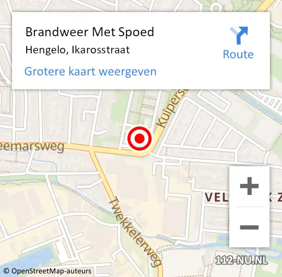 Locatie op kaart van de 112 melding: Brandweer Met Spoed Naar Hengelo, Ikarosstraat op 8 oktober 2023 22:27