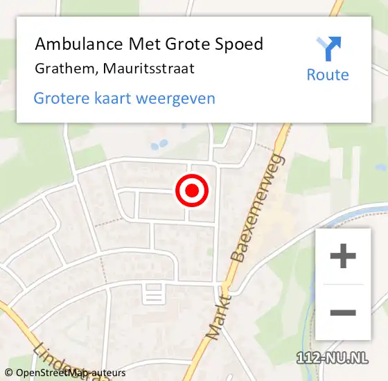 Locatie op kaart van de 112 melding: Ambulance Met Grote Spoed Naar Grathem, Mauritsstraat op 8 oktober 2023 22:29