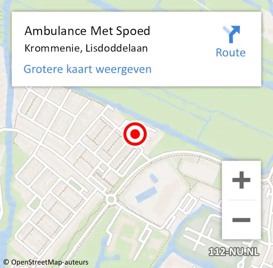 Locatie op kaart van de 112 melding: Ambulance Met Spoed Naar Krommenie, Lisdoddelaan op 8 oktober 2023 22:44