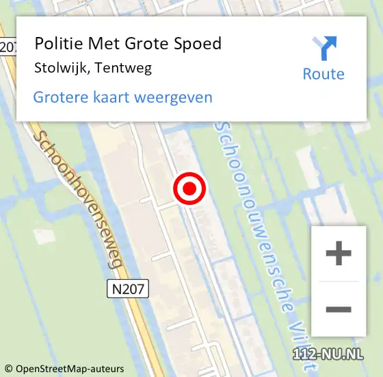 Locatie op kaart van de 112 melding: Politie Met Grote Spoed Naar Stolwijk, Tentweg op 8 oktober 2023 22:53