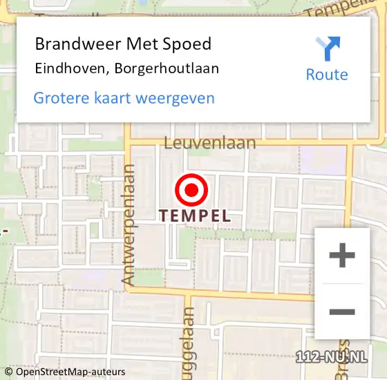 Locatie op kaart van de 112 melding: Brandweer Met Spoed Naar Eindhoven, Borgerhoutlaan op 8 oktober 2023 23:03