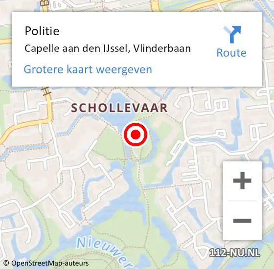 Locatie op kaart van de 112 melding: Politie Capelle aan den IJssel, Vlinderbaan op 8 oktober 2023 23:04