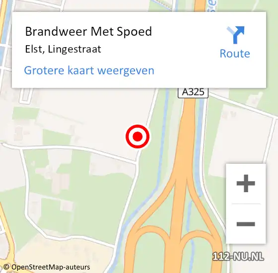 Locatie op kaart van de 112 melding: Brandweer Met Spoed Naar Elst, Lingestraat op 8 oktober 2023 23:06
