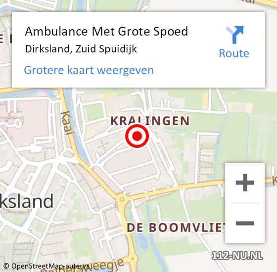 Locatie op kaart van de 112 melding: Ambulance Met Grote Spoed Naar Dirksland, Zuid Spuidijk op 8 oktober 2023 23:09