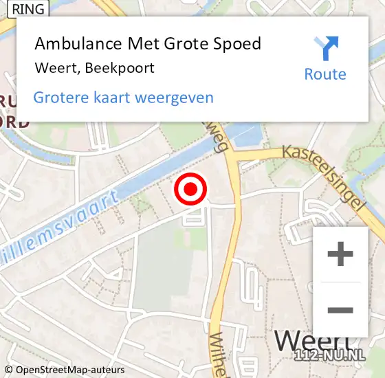 Locatie op kaart van de 112 melding: Ambulance Met Grote Spoed Naar Weert, Beekpoort op 8 oktober 2023 23:12