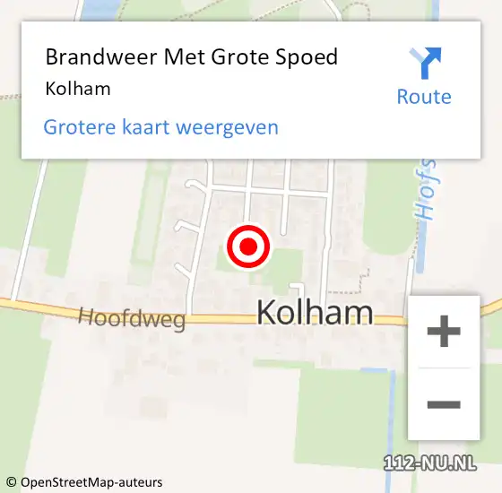 Locatie op kaart van de 112 melding: Brandweer Met Grote Spoed Naar Kolham op 8 oktober 2023 23:34