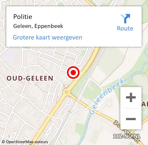 Locatie op kaart van de 112 melding: Politie Geleen, Eppenbeek op 8 oktober 2023 23:51