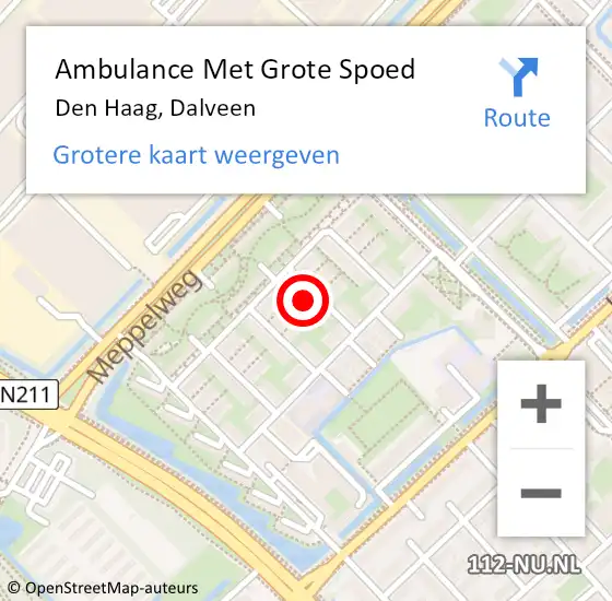 Locatie op kaart van de 112 melding: Ambulance Met Grote Spoed Naar Den Haag, Dalveen op 9 oktober 2023 03:03