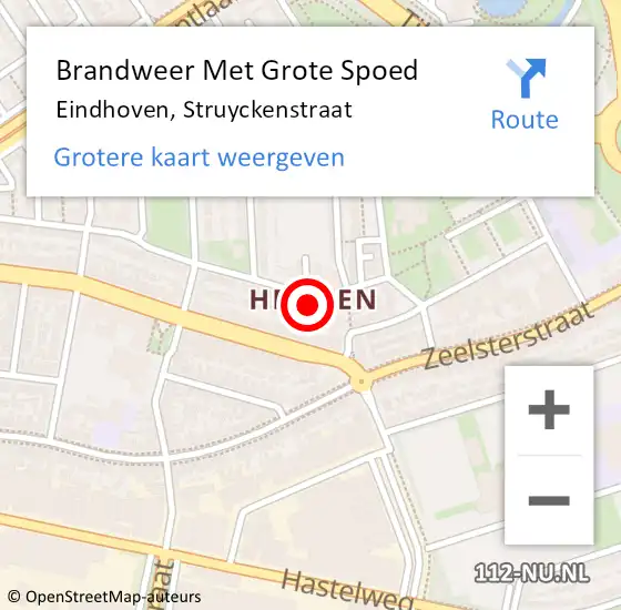 Locatie op kaart van de 112 melding: Brandweer Met Grote Spoed Naar Eindhoven, Struyckenstraat op 9 oktober 2023 03:10