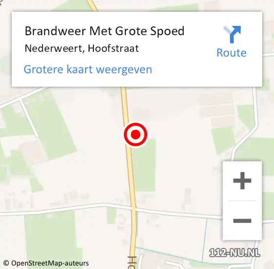 Locatie op kaart van de 112 melding: Brandweer Met Grote Spoed Naar Nederweert, Hoofstraat op 9 oktober 2023 03:32