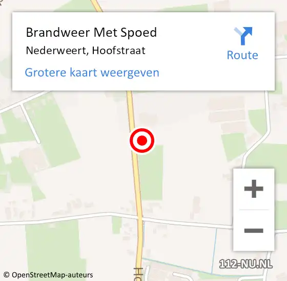 Locatie op kaart van de 112 melding: Brandweer Met Spoed Naar Nederweert, Hoofstraat op 9 oktober 2023 04:30